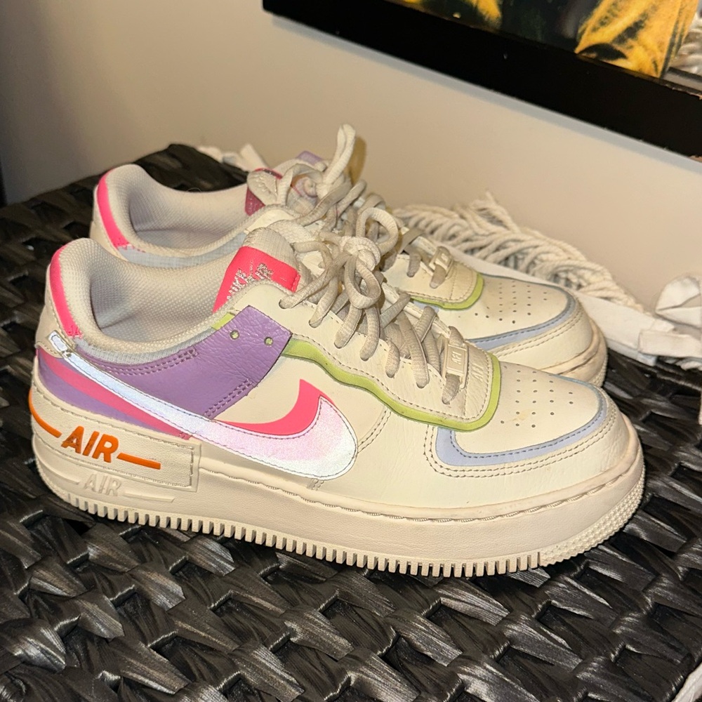 Nike Air Force 1 with Pink, Orange, and Purple Highlights